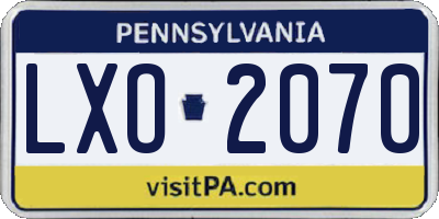 PA license plate LXO2070