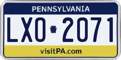 PA license plate LXO2071