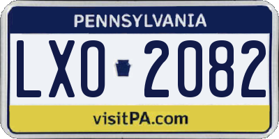 PA license plate LXO2082