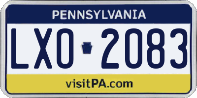 PA license plate LXO2083