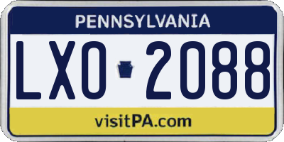 PA license plate LXO2088