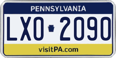 PA license plate LXO2090