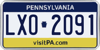 PA license plate LXO2091