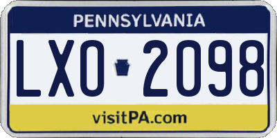 PA license plate LXO2098