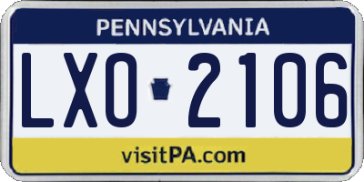 PA license plate LXO2106