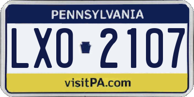 PA license plate LXO2107