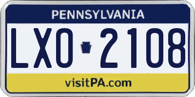 PA license plate LXO2108