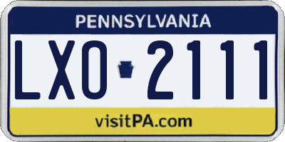 PA license plate LXO2111