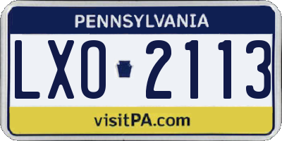 PA license plate LXO2113
