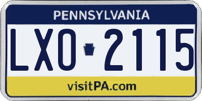 PA license plate LXO2115