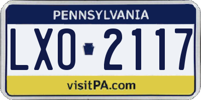 PA license plate LXO2117