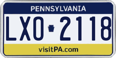 PA license plate LXO2118