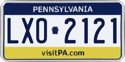 PA license plate LXO2121