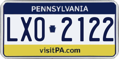 PA license plate LXO2122