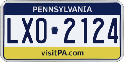 PA license plate LXO2124