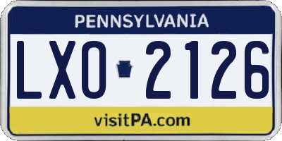 PA license plate LXO2126