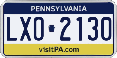 PA license plate LXO2130