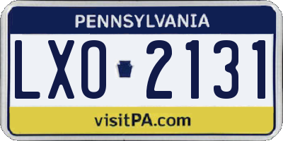 PA license plate LXO2131