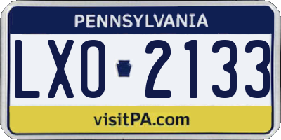 PA license plate LXO2133