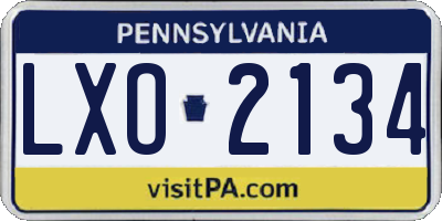 PA license plate LXO2134