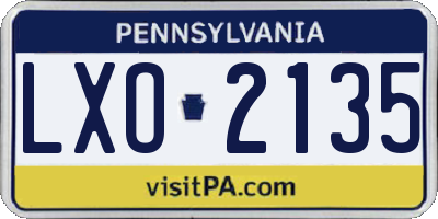 PA license plate LXO2135