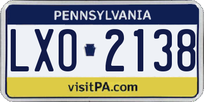 PA license plate LXO2138