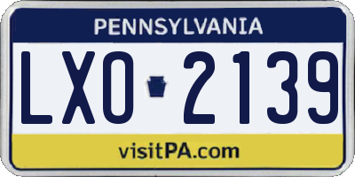 PA license plate LXO2139