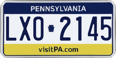 PA license plate LXO2145
