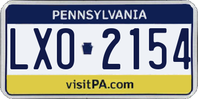 PA license plate LXO2154