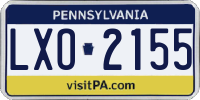 PA license plate LXO2155