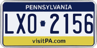 PA license plate LXO2156