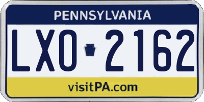 PA license plate LXO2162