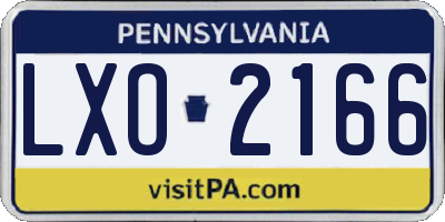 PA license plate LXO2166