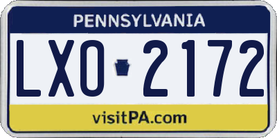 PA license plate LXO2172