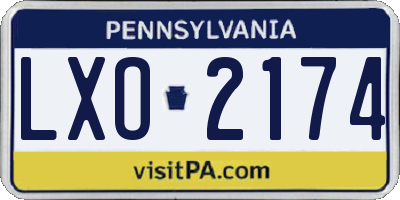 PA license plate LXO2174