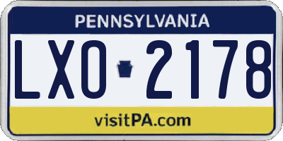 PA license plate LXO2178