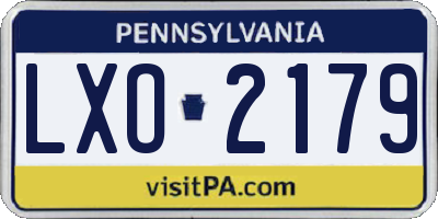 PA license plate LXO2179