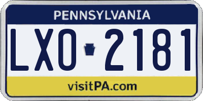 PA license plate LXO2181