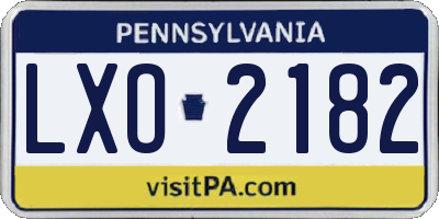 PA license plate LXO2182