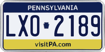 PA license plate LXO2189