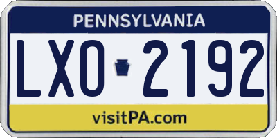 PA license plate LXO2192