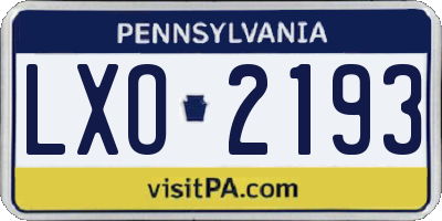 PA license plate LXO2193