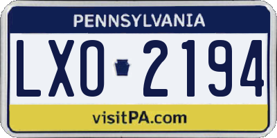 PA license plate LXO2194