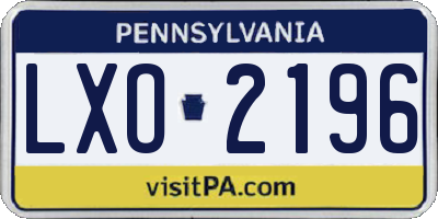 PA license plate LXO2196