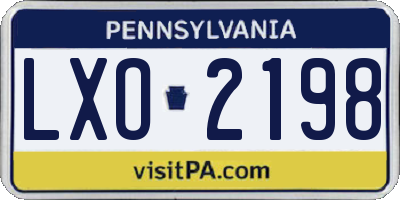 PA license plate LXO2198