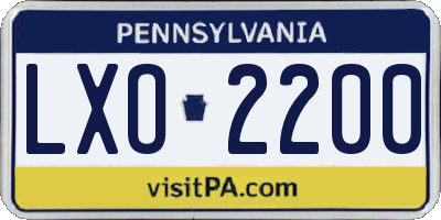 PA license plate LXO2200