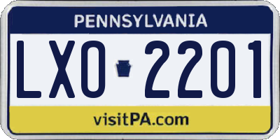 PA license plate LXO2201