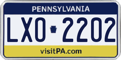 PA license plate LXO2202