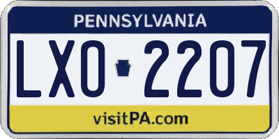 PA license plate LXO2207
