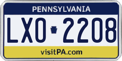 PA license plate LXO2208